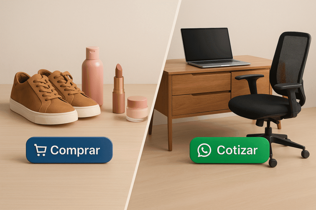 comparativa de productos con botón comprar y botón cotizar