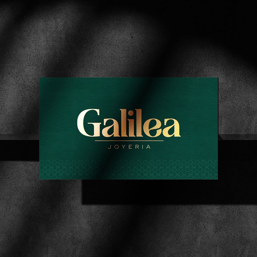 Aplicación de la identidad visual de Galilea Joyería en tarjeta corporativa
